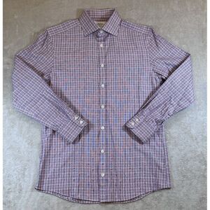 Charles Tyrwhitt Shirt Men 15.5 Extra Slim Fit Red Check 33" Sleeve‎ Excellent